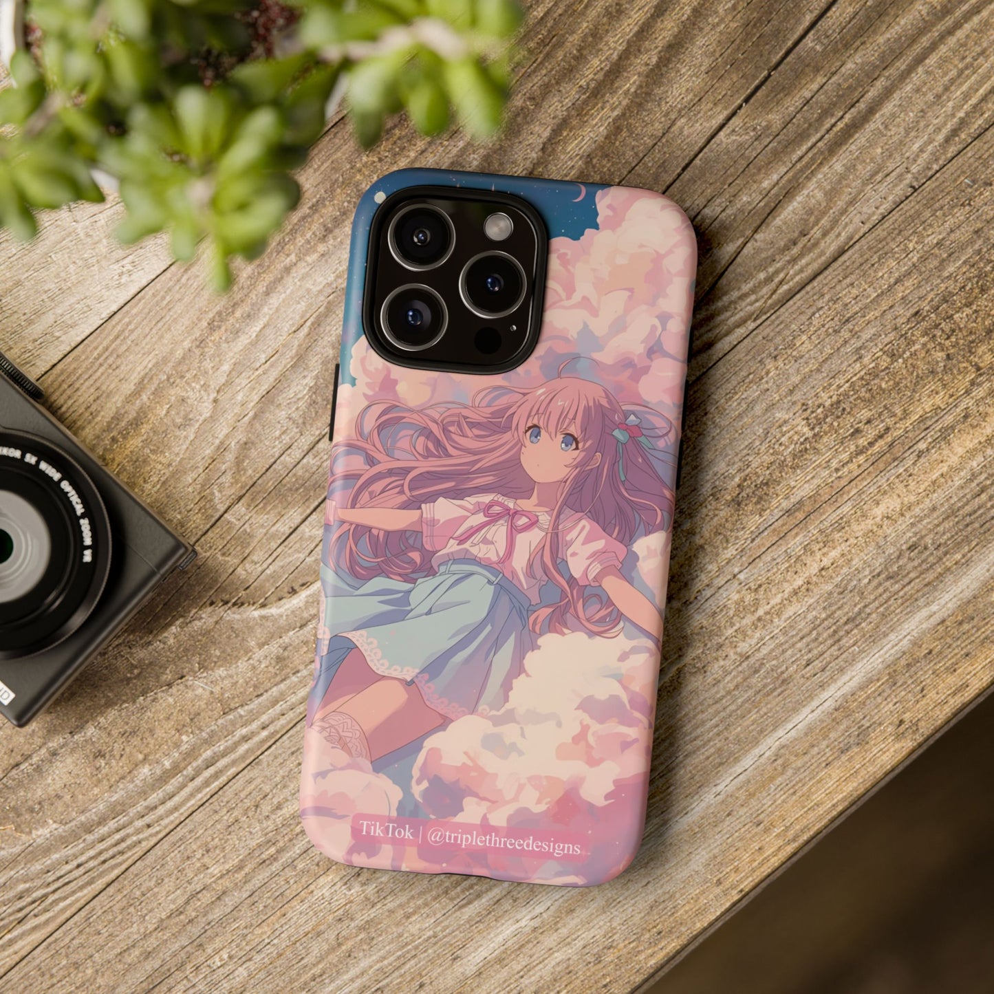 Dreamy Pastel Cloud Anime Girl Phone Case