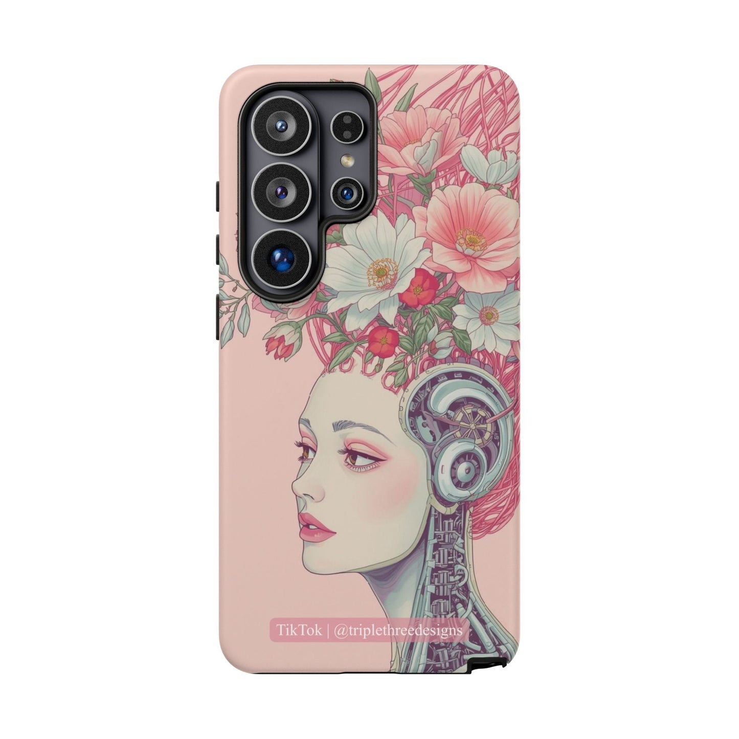 Pink Floral Cyberpunk Phone Case