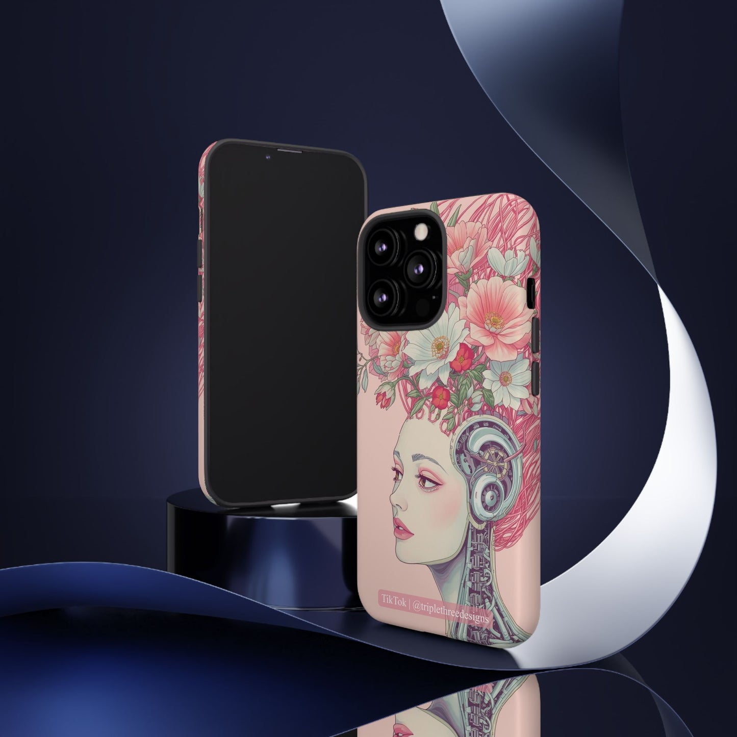 Pink Floral Cyberpunk Phone Case