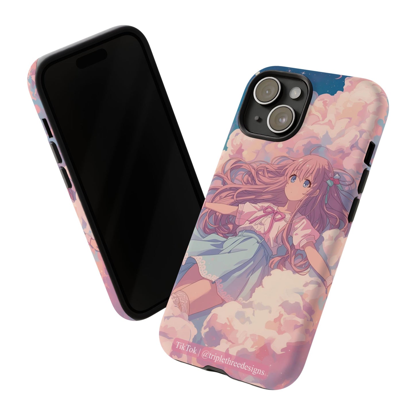 Dreamy Pastel Cloud Anime Girl Phone Case