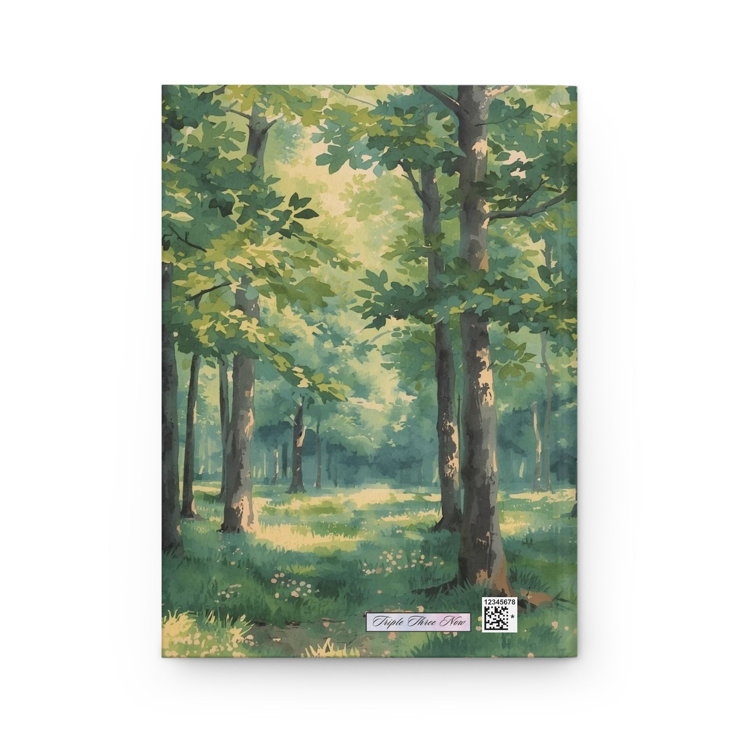Notebook cover with a painting of a forest scene on a white background