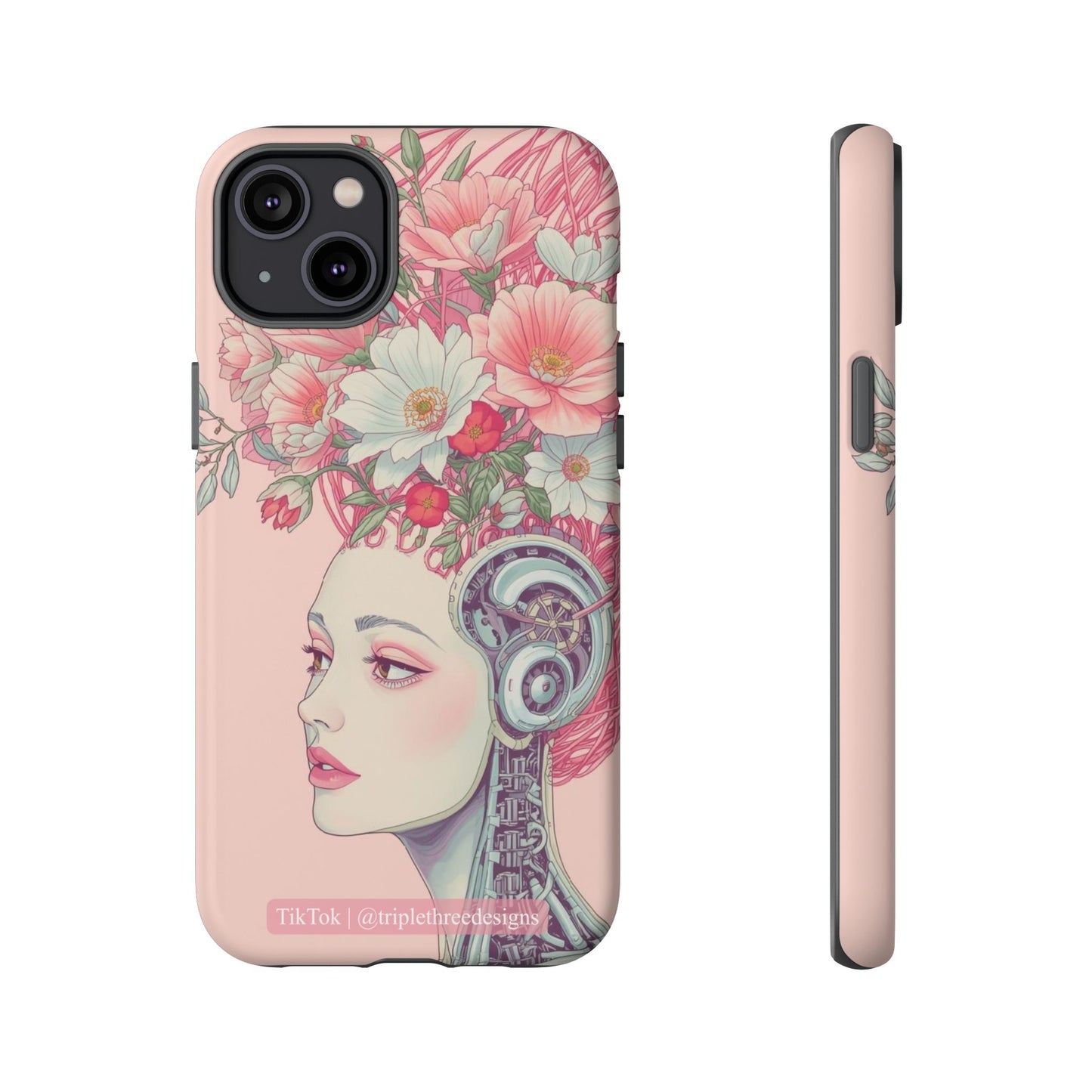 Pink Floral Cyberpunk Phone Case