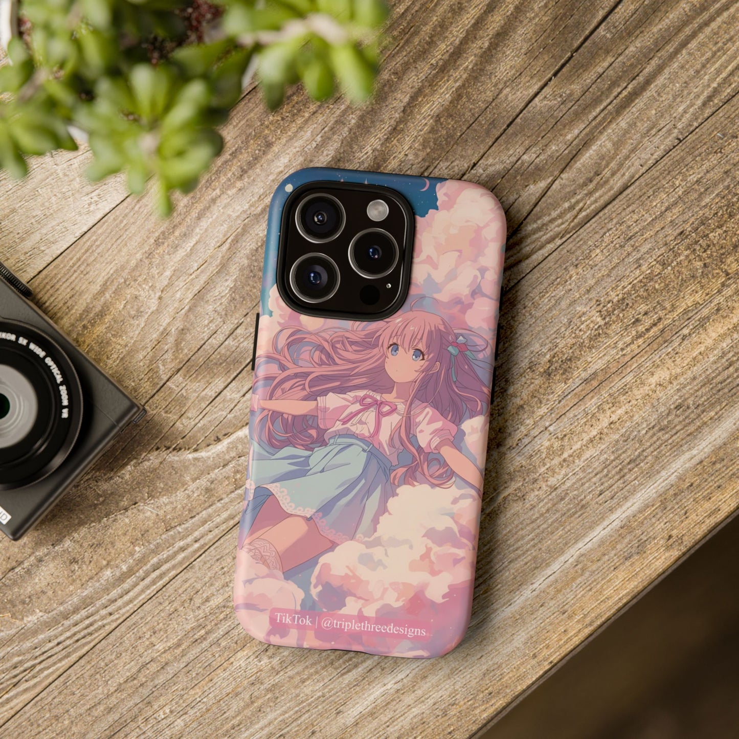 Dreamy Pastel Cloud Anime Girl Phone Case