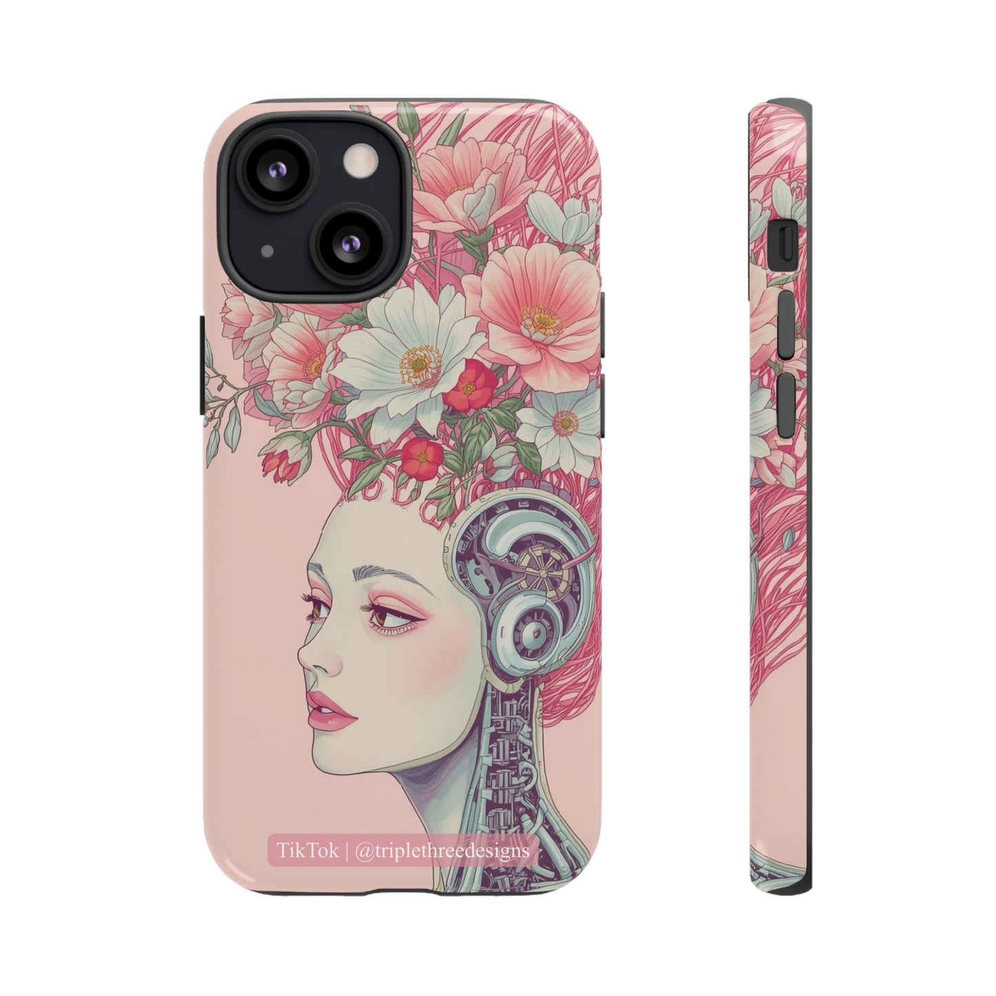 pink floral cyberpunk phone case