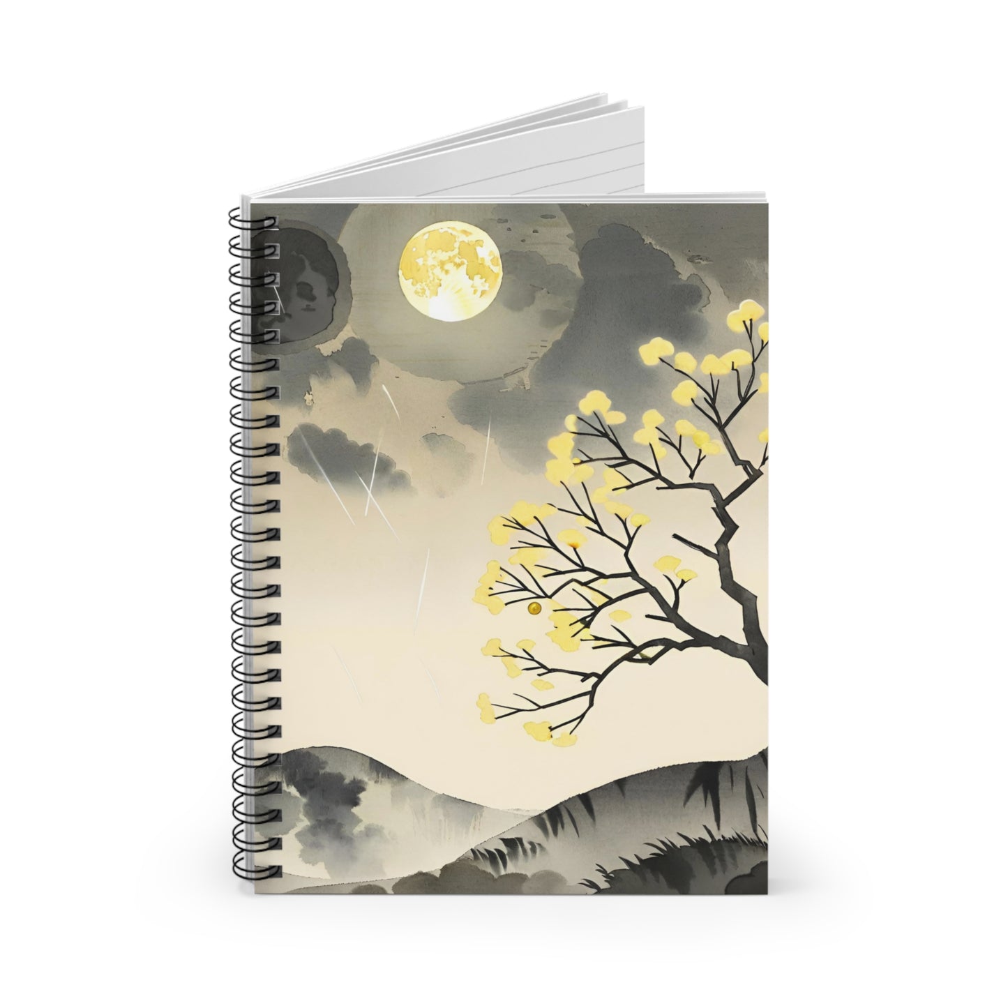 Moonlit Ink Landscape Notebook | Spiral