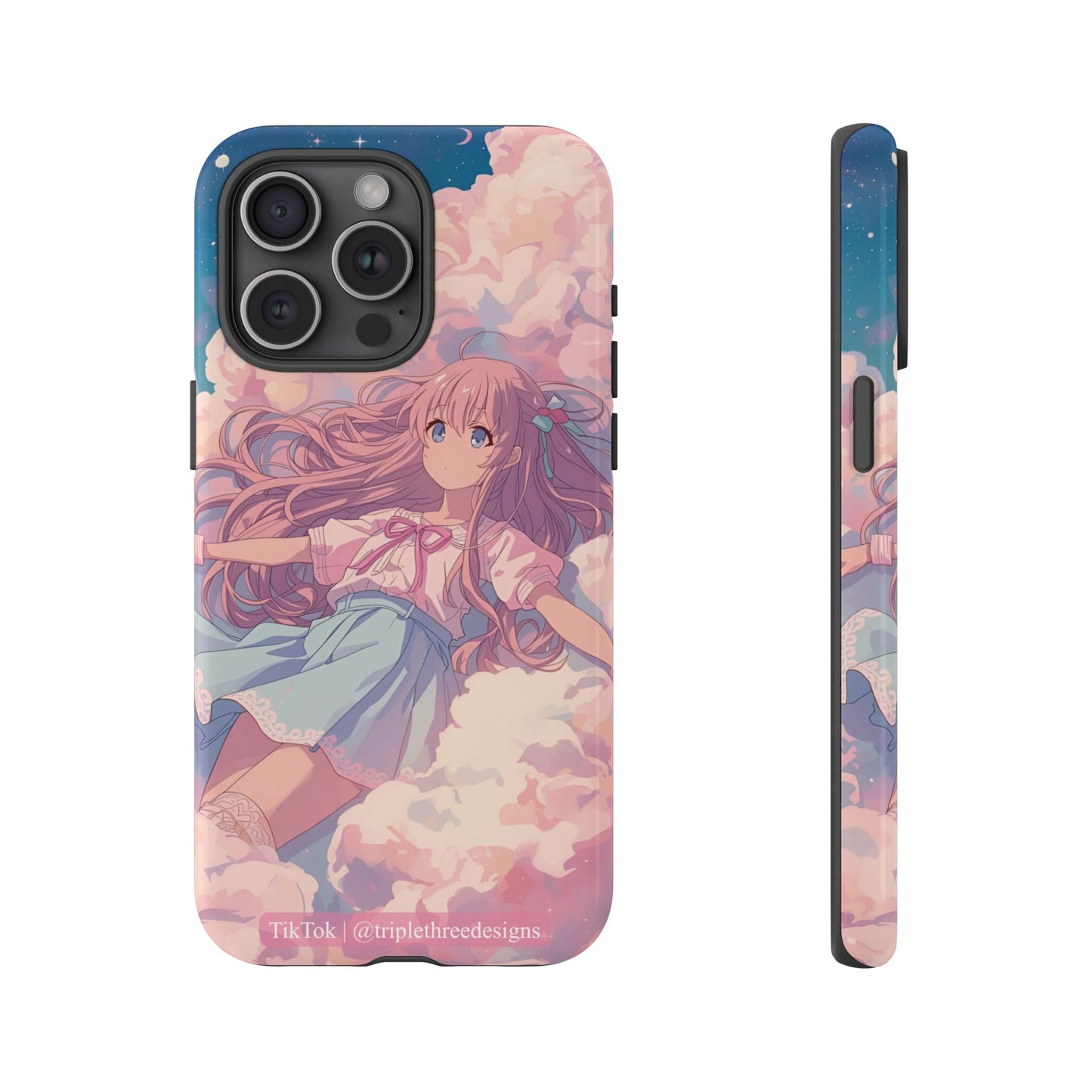 Dreamy Pastel Cloud Anime Girl Phone Case
