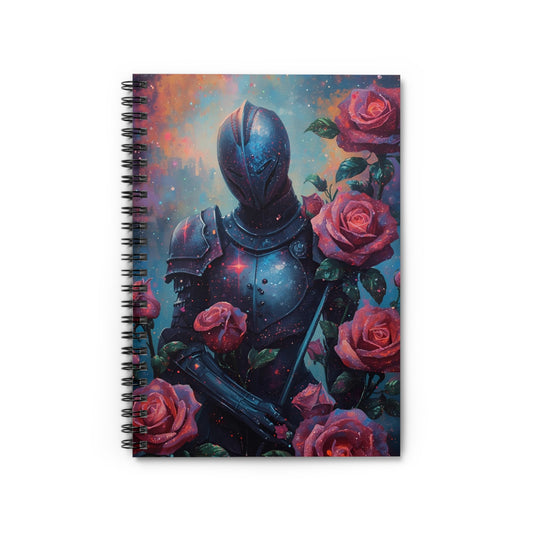 Knight Among Roses Fantasy Spiral Notebook Front Cover