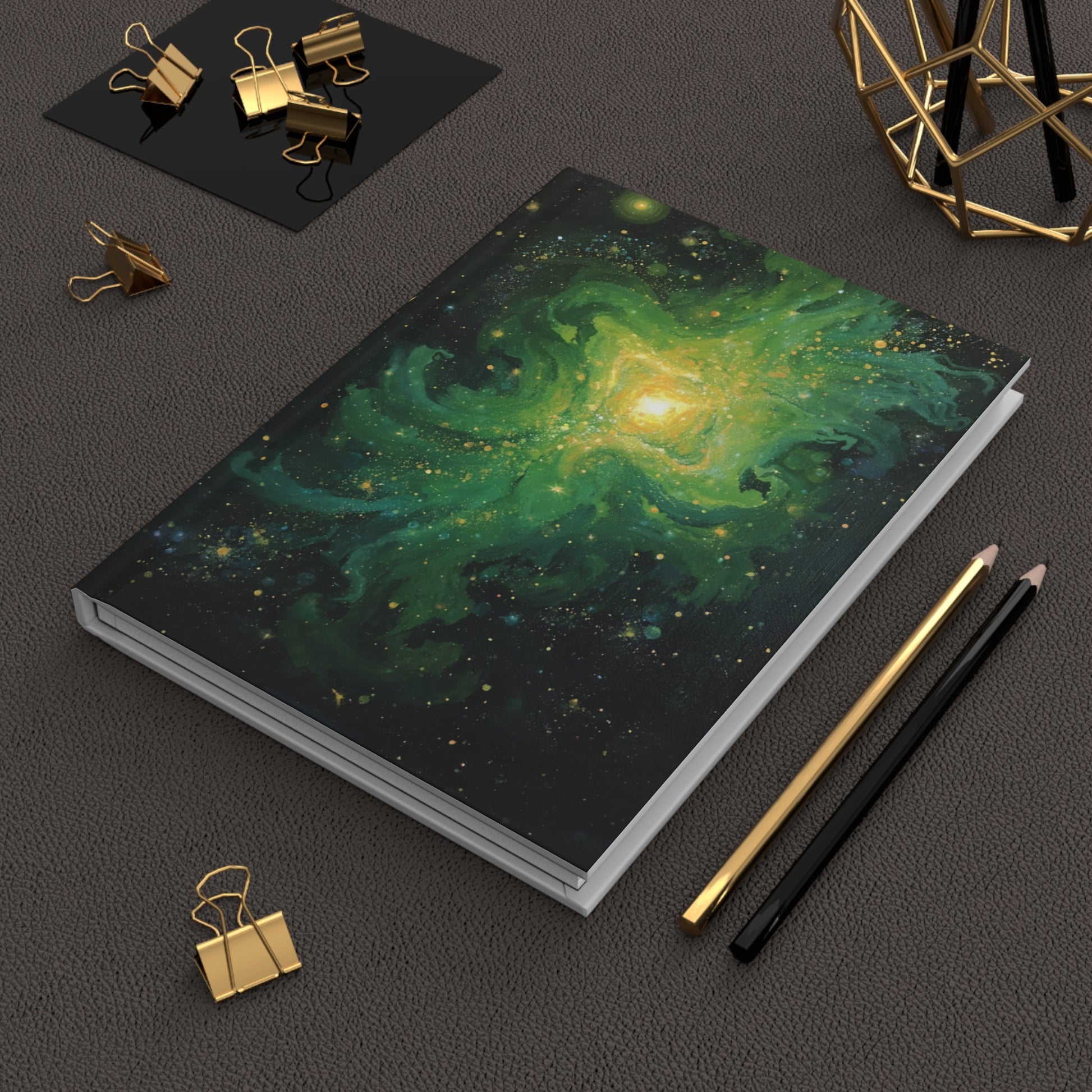 Galaxy Green Nebula Space Hardcover Notebook 