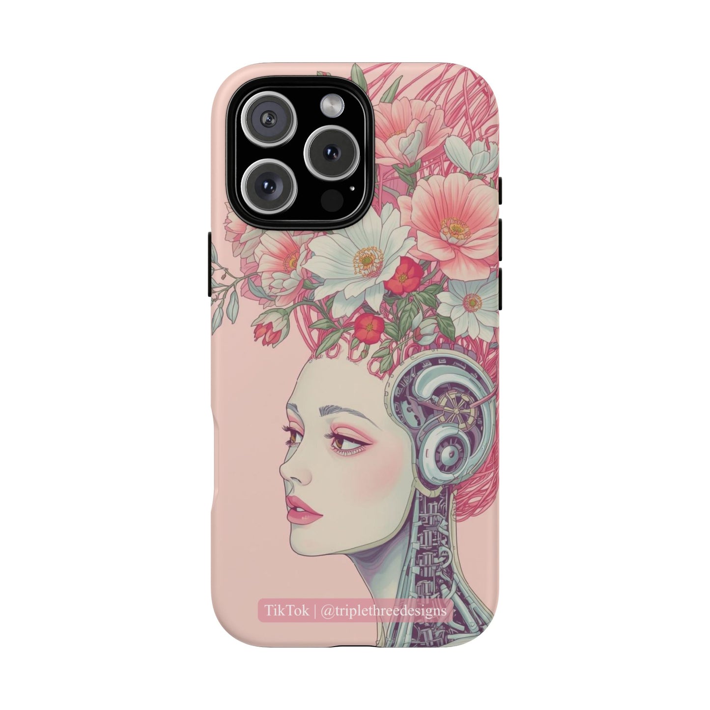Pink Floral Cyberpunk Phone Case