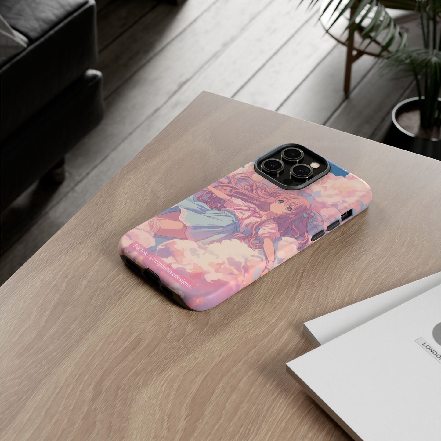 Dreamy Pastel Cloud Anime Girl Phone Case